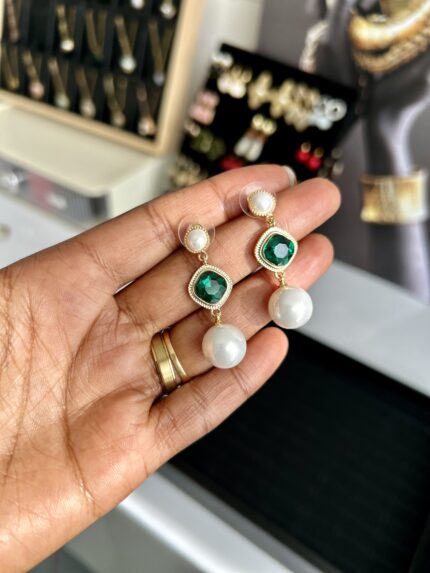 Emerald and Pearl Earrings